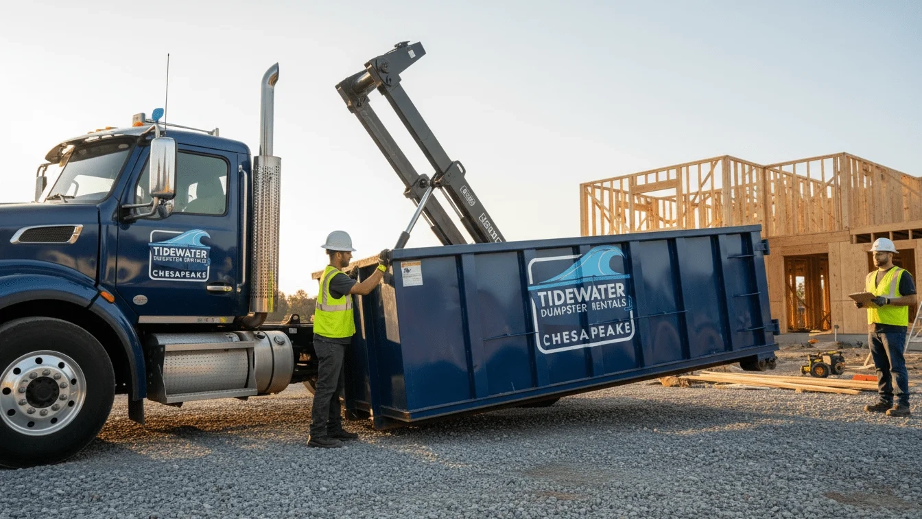 dumpster being dropped off
